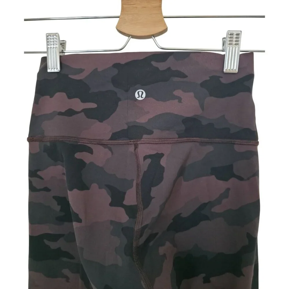 Lululemon Wunder Train Camo Brown High-Rise Crop Athletic Legging 21" Sz 4 - Picture 6 of 8